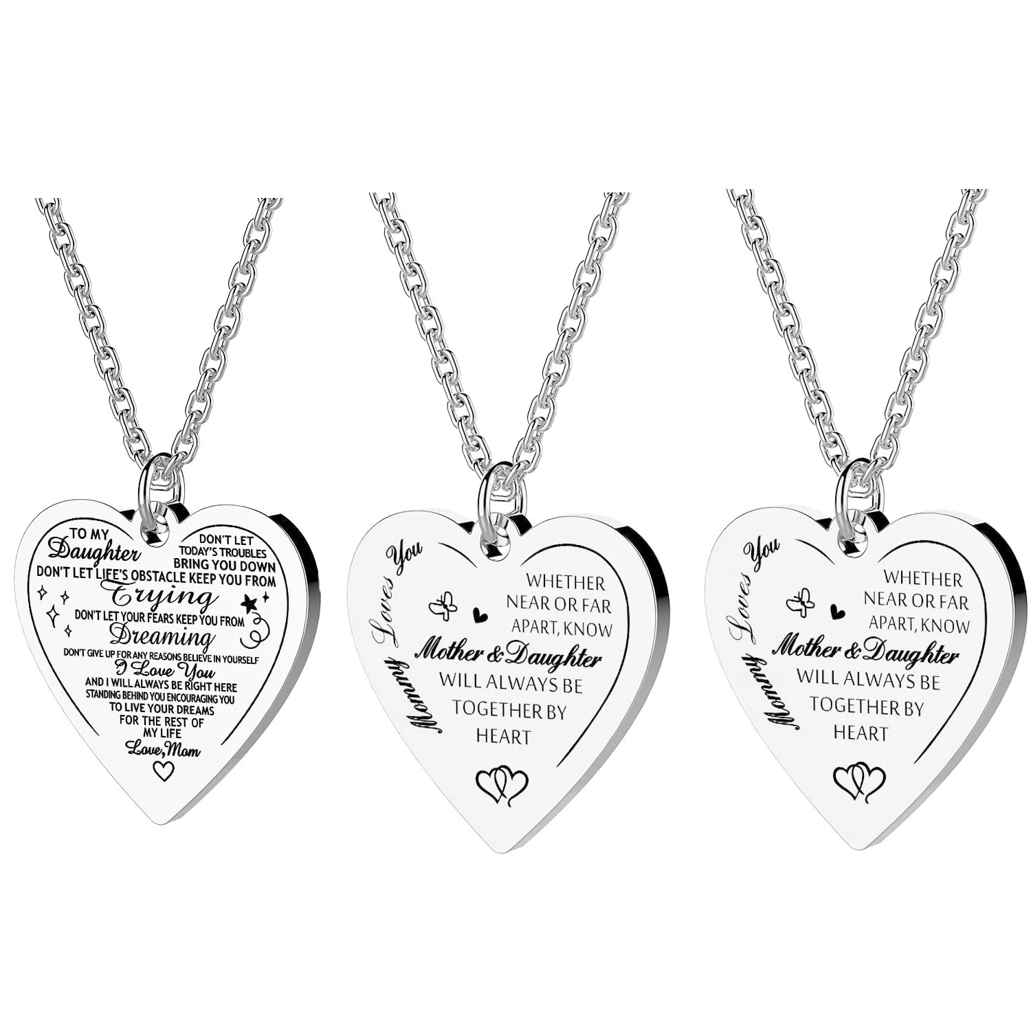 

“Never Forget That I Love You Forever” Inspirational Gift Birthday Gift Graduation Gift For Daughter Stainless Steel Necklace
