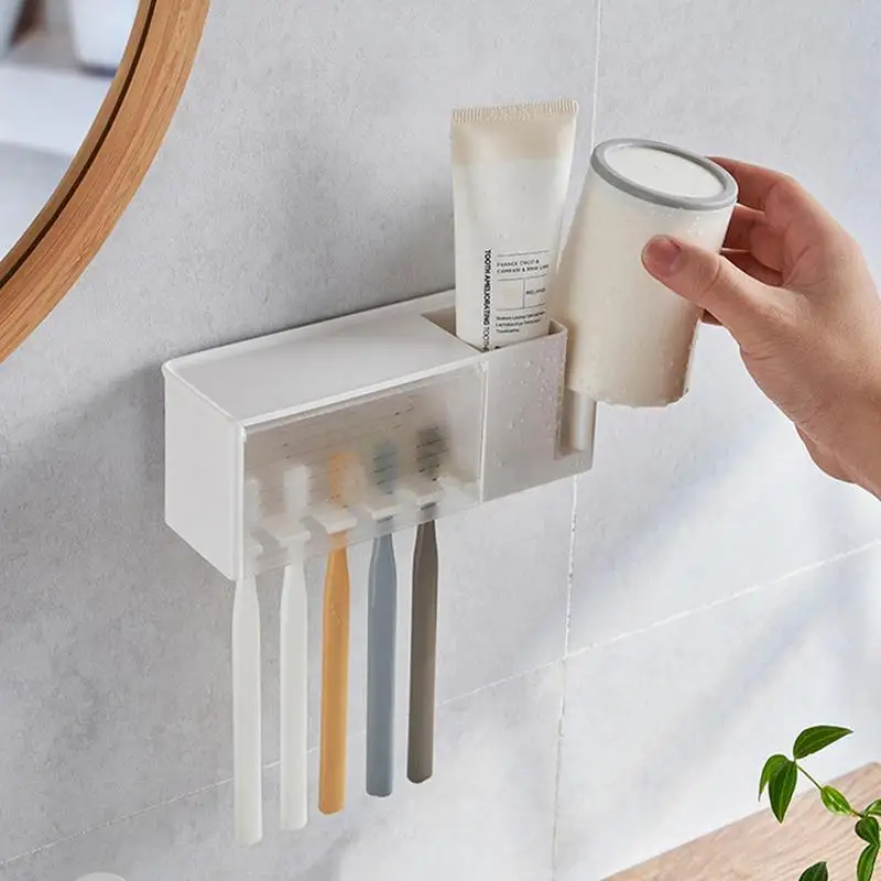 

Toothbrush Holder Multi-purpose Storage Keep Your Bathroom Tidy And Organized Portable Wall Toothpaste Holder For Bathroom