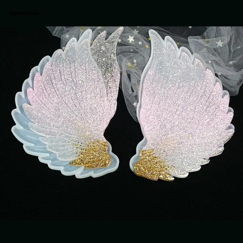 

B36D Angel Wing Silicone Coaster Tray Making Mold Wings Cup Mat Resin Epoxy Casting Mould Agate Craft Molds DIY Tool