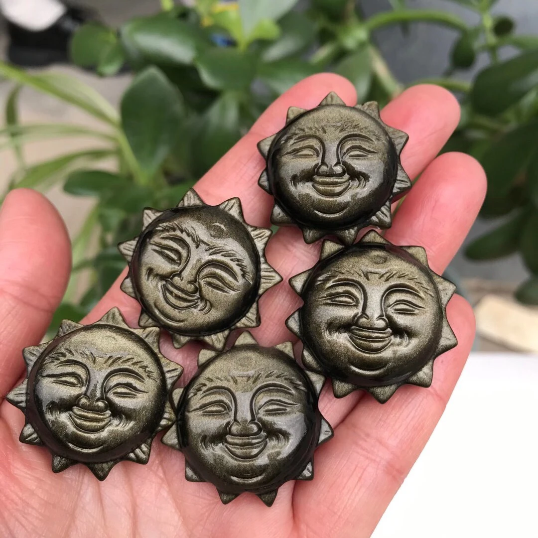 1 шт. резьба вручную из натурального кварца милое лицо от солнца для Хэллоуина