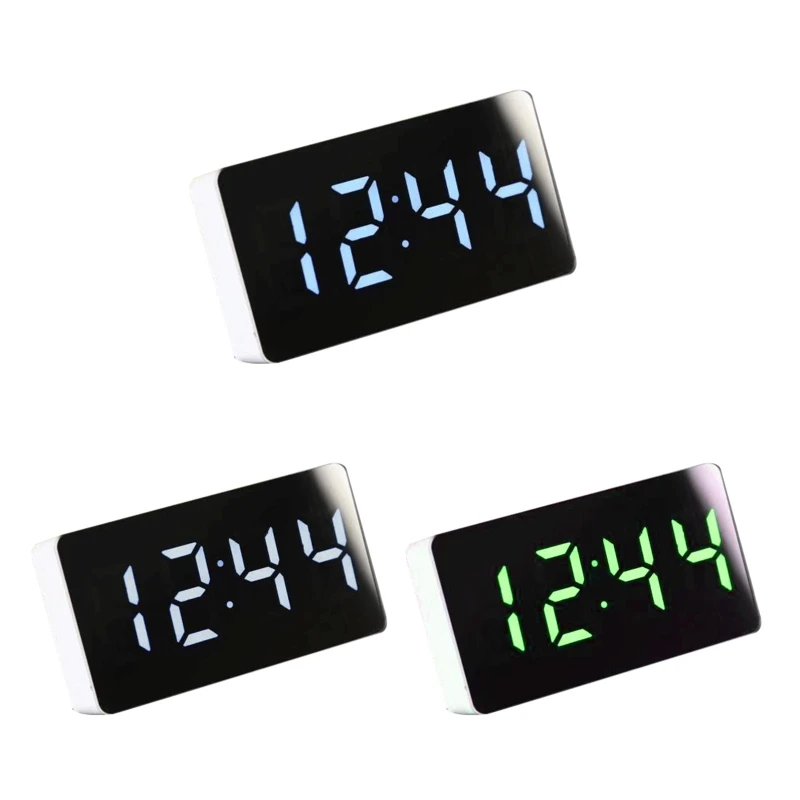 

​Car LED Mirror Temperature Indicating Alarm Clock Simple Design Table Digital Clock for Home Bedroom Livingroom Desktop
