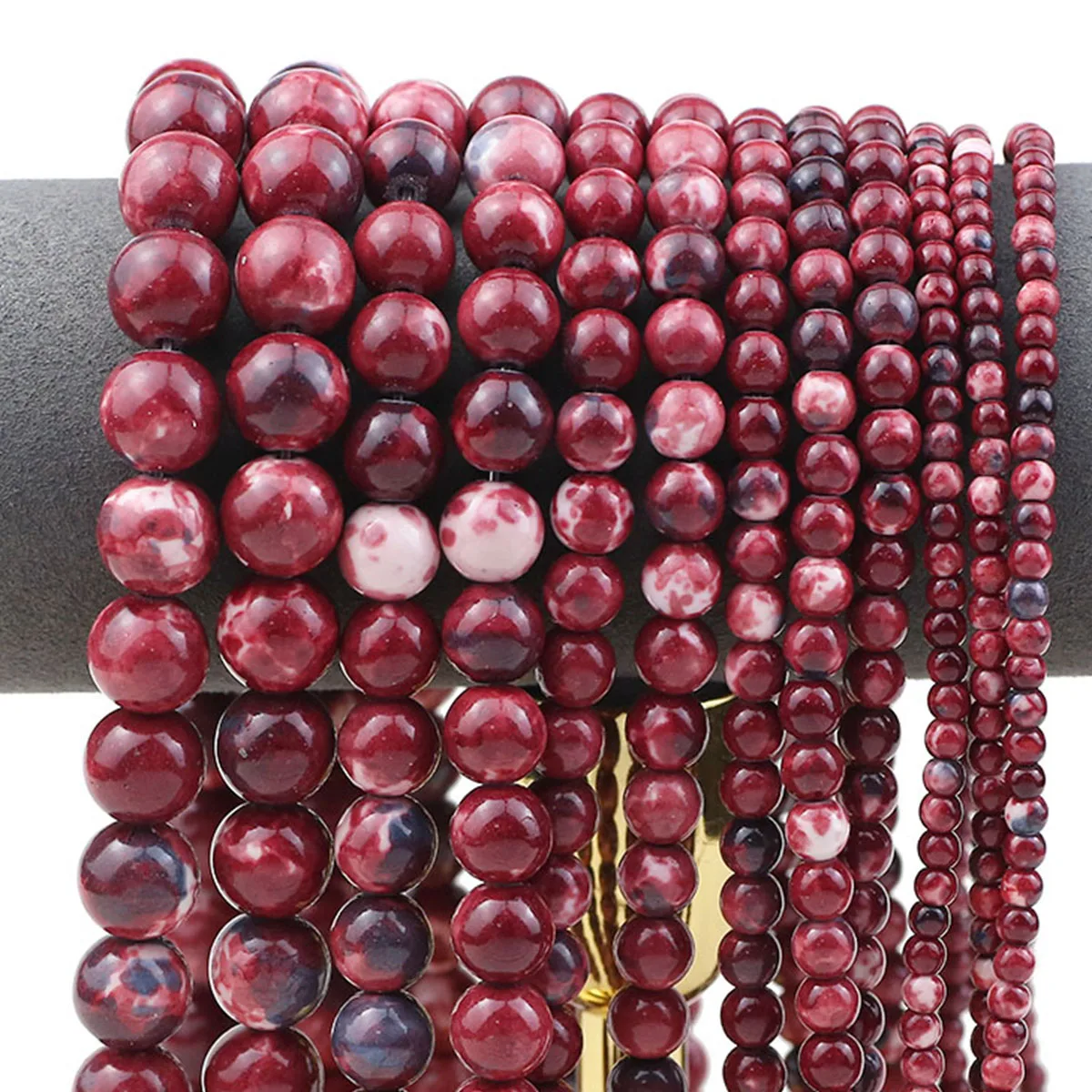 4/6/8/10/12 мм темно-красный белый синтетический Raindrop камень круглый свободный бисер