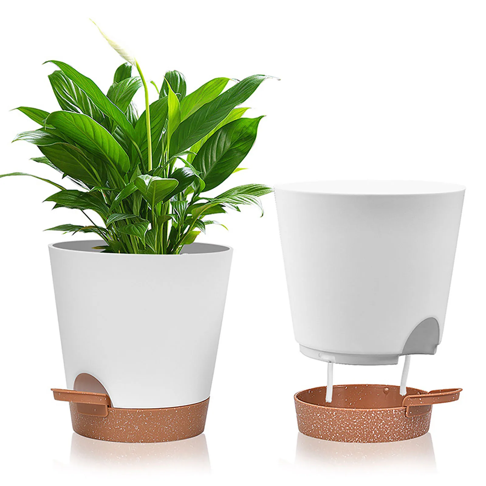 

Lazy Self Watering Flower Pot With Water Container Automatic Watering Succulent Aquaculture Plastic Plant Pot Home Garden Decor