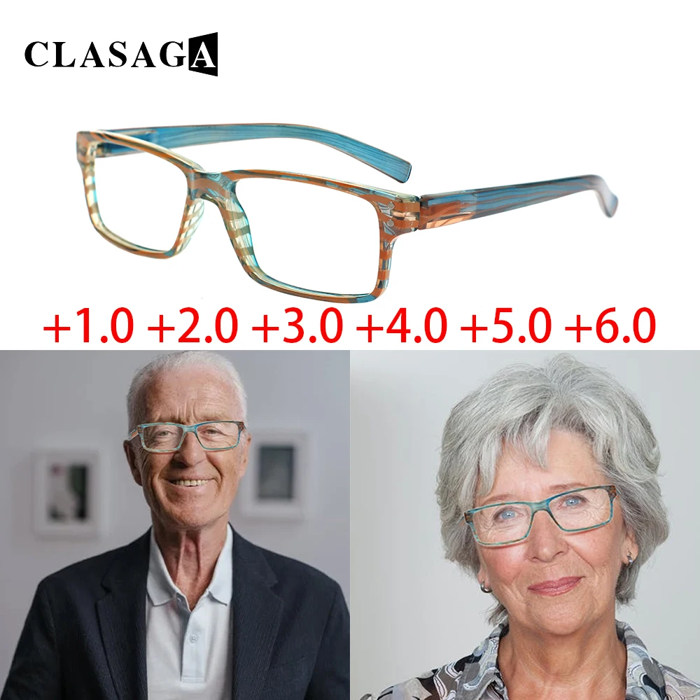 CLASAGA Retro Simple Men's And Women's Reading Glasses With Spring Hinge Lightweight Anti Eyestrain/Glare Diopter+1.0+2.0+3.0
