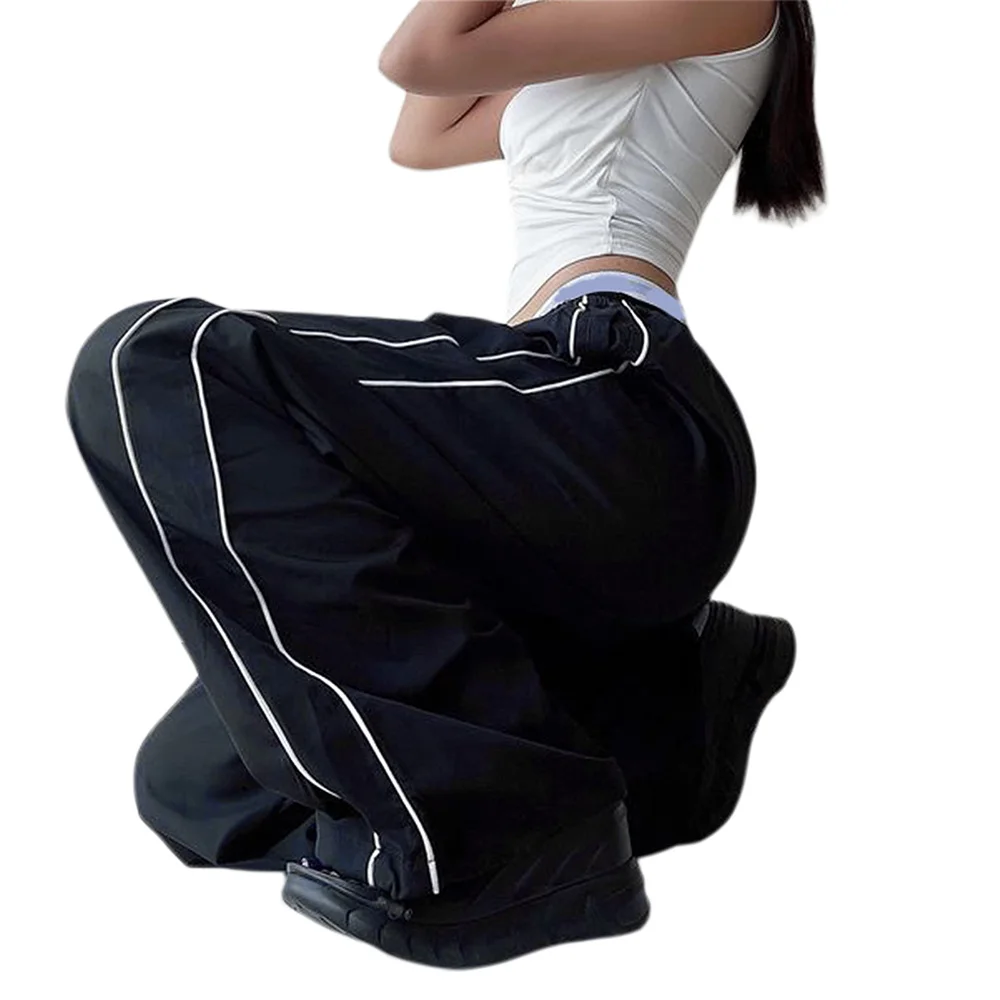 

Брюки-карго женские свободного покроя, повседневные однотонные джоггеры с эластичным поясом и широкими штанинами, с карманами, уличная одежда