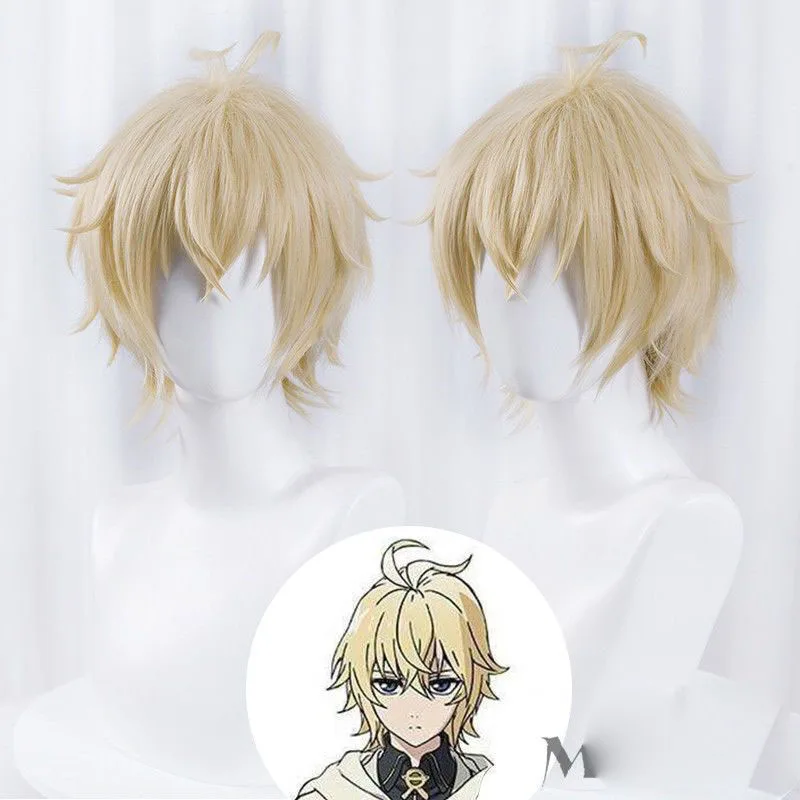 Серафим Конца Микаэла Хякуя Косплей Костюм Короткий Парик Белый Плащ Униформа