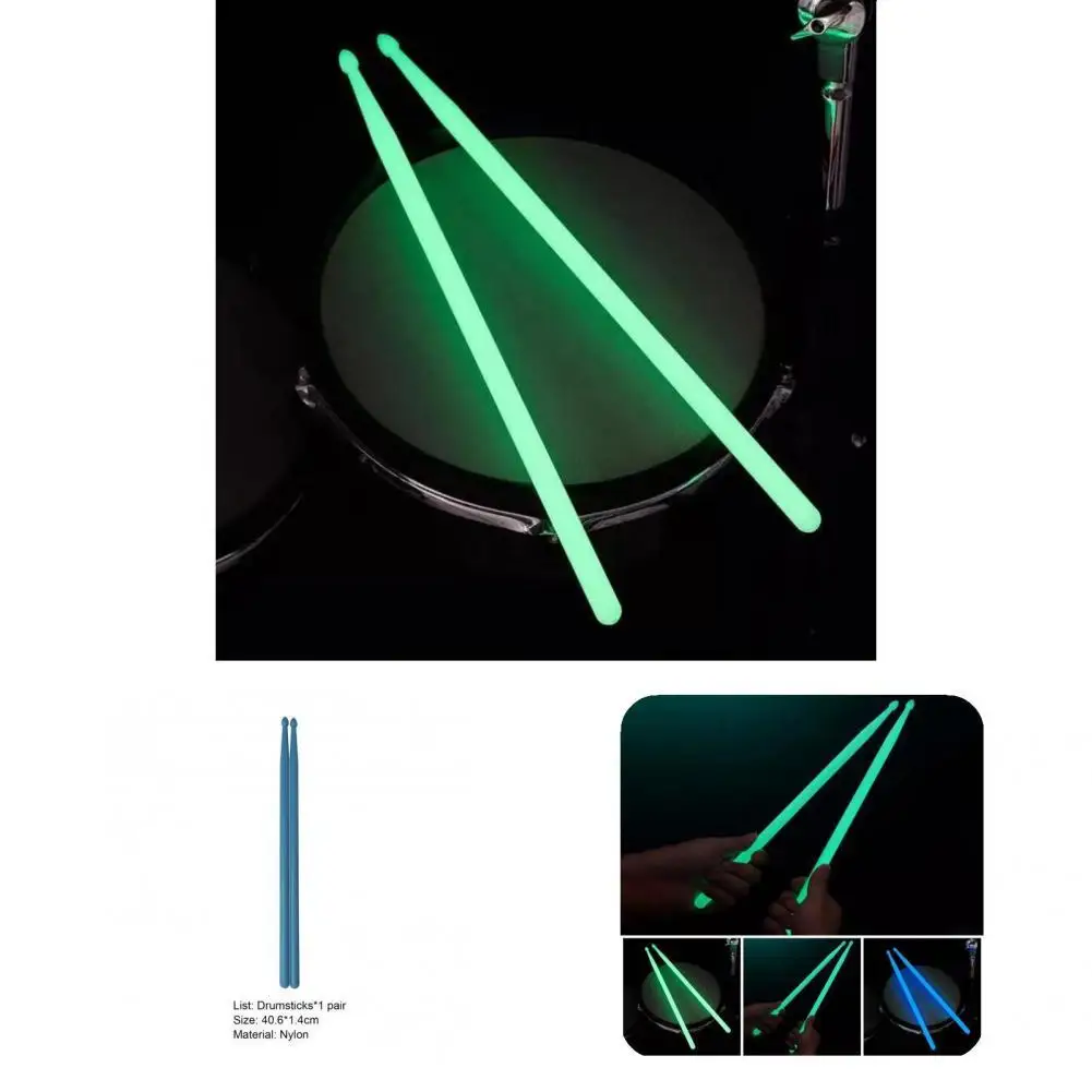 

1 Pair Decor Nylon Drumstick Exquisite Percussion Drumstick Durable Fluorescent Drum Stick for Concert Light Up Drumstick