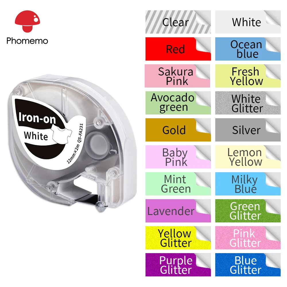Label Tape for Phomemo P12 Label Maker Plastic Labeling Tape Compatible for Dymo Letratag Label Maker for 16952 12267 Refills