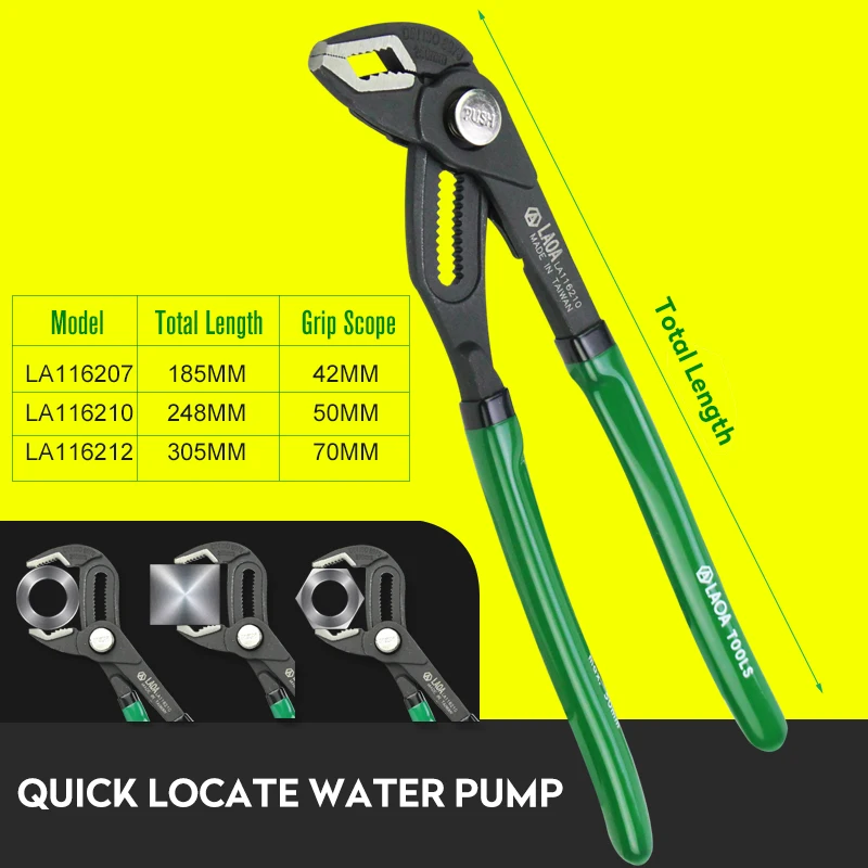 

LAOA Pipe Wrench Water Pump Pliers 7" 10" 12"Quick-release Plumbing Pliers Adjustable Joint Plier Straight Jaw Groove Hand Tools