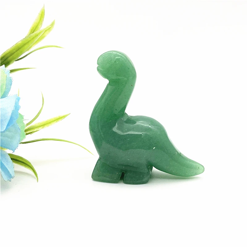 Lovely 1PC Natural Green Aventurine Crystal Stone Cute Dinosaur Hand Carved Animal Figurine Natural Stones and crystals images - 6