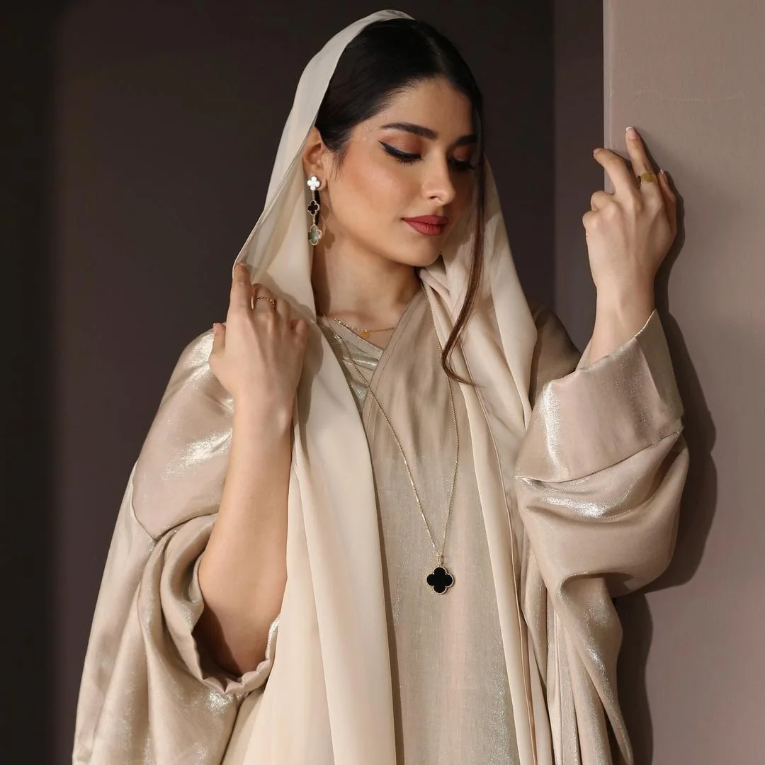 Shimmer Open Abaya for Women Batwing Sleeve Arabic Dubai Kimono Cardigan Muslim Long Dress Evening Party Modesty Outfit Kaftan