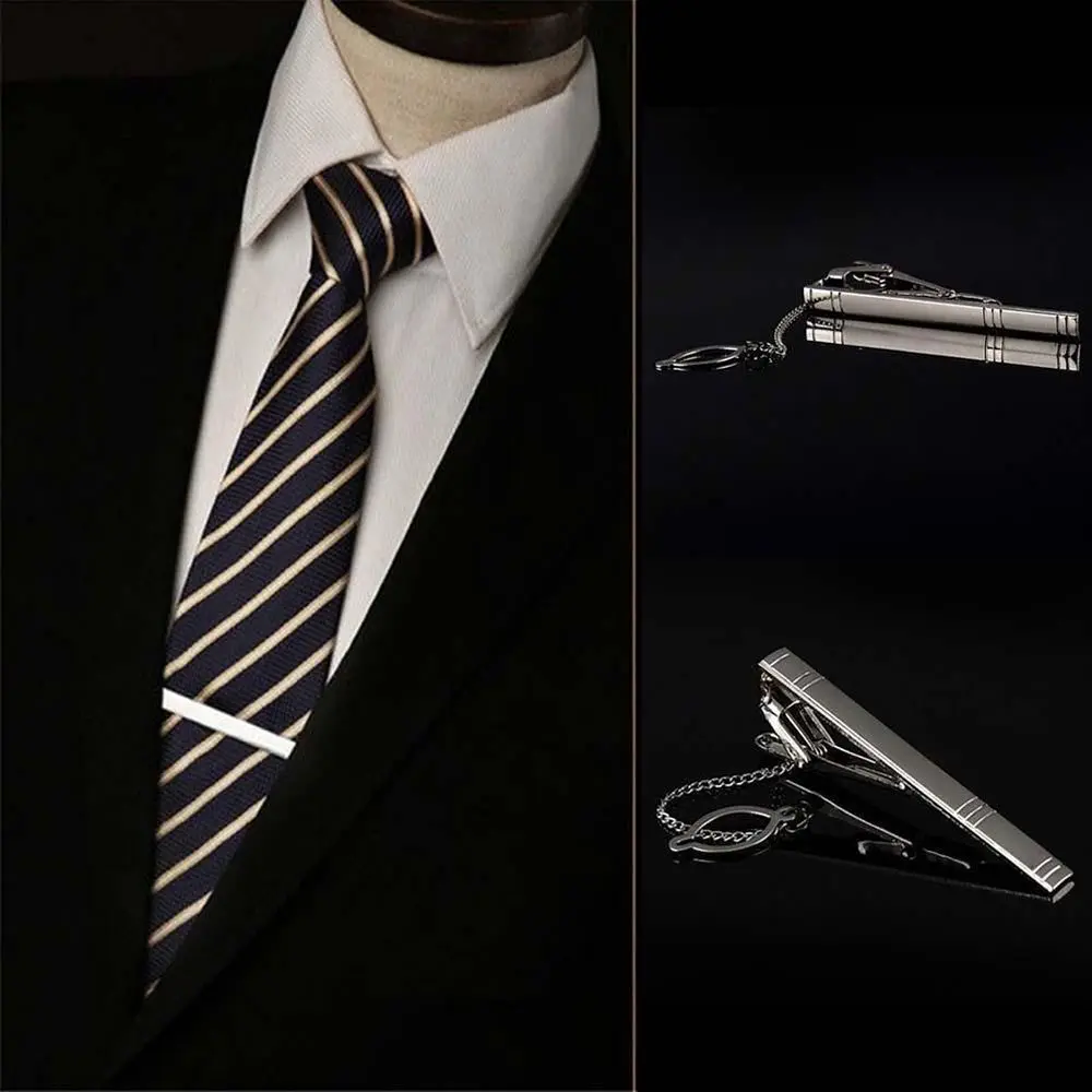 

Stylish Formal Classical Tie Simple Tone Silver Multi Style Pin Clamp Bar Clip Clasp Necktie