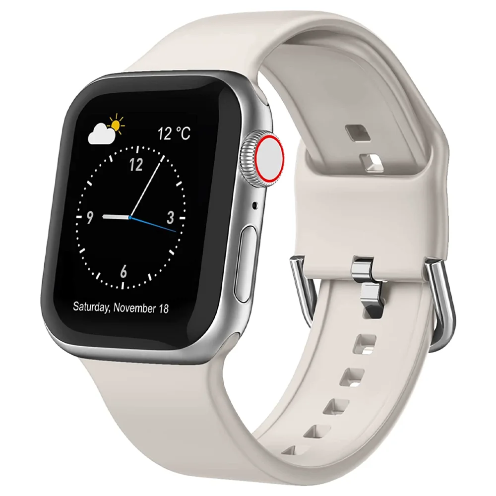 

Ремешок силиконовый для Apple Watch correa, браслет для iWatch series 7 6 5 4 3 se, 40 мм 44 мм 45 мм 41 мм 38 мм 42 мм 44 45 мм
