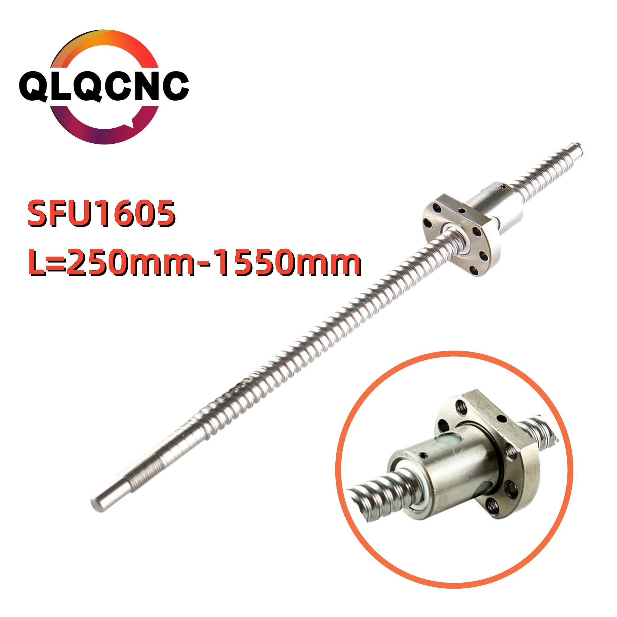 

Шариковый винт SFU1605 QLQCNC серебристый металлический