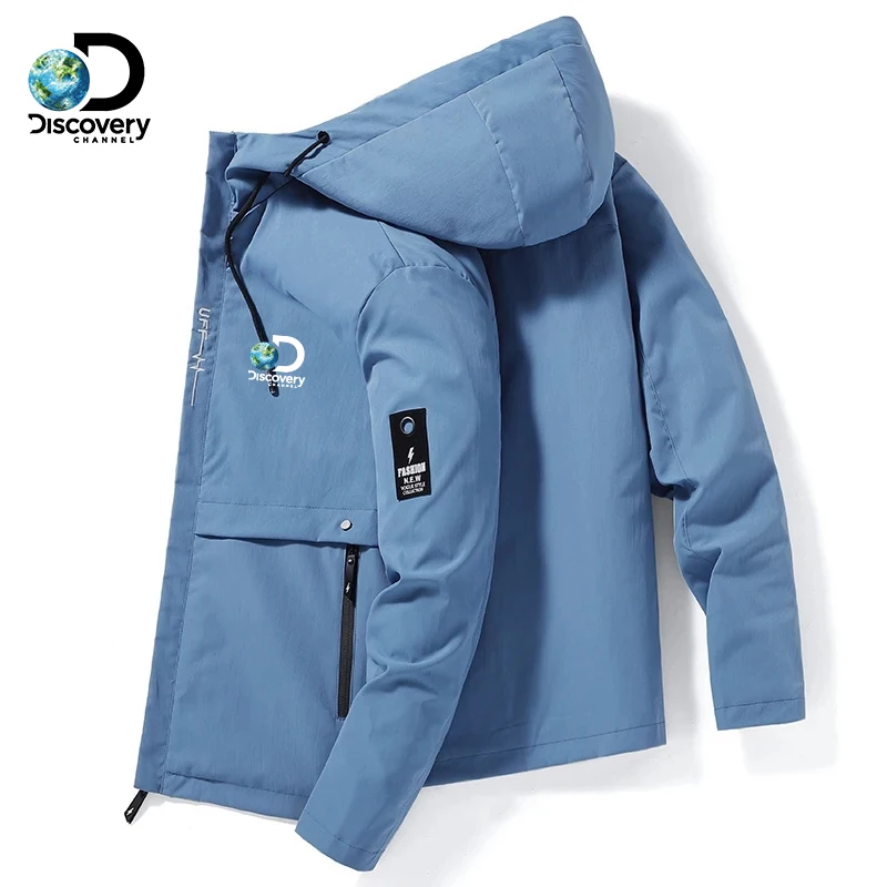 

Мужская ветрозащитная куртка на молнии Discovery Channel, Повседневная Уличная куртка на молнии для отдыха на открытом воздухе и походов, весна-осень 2022