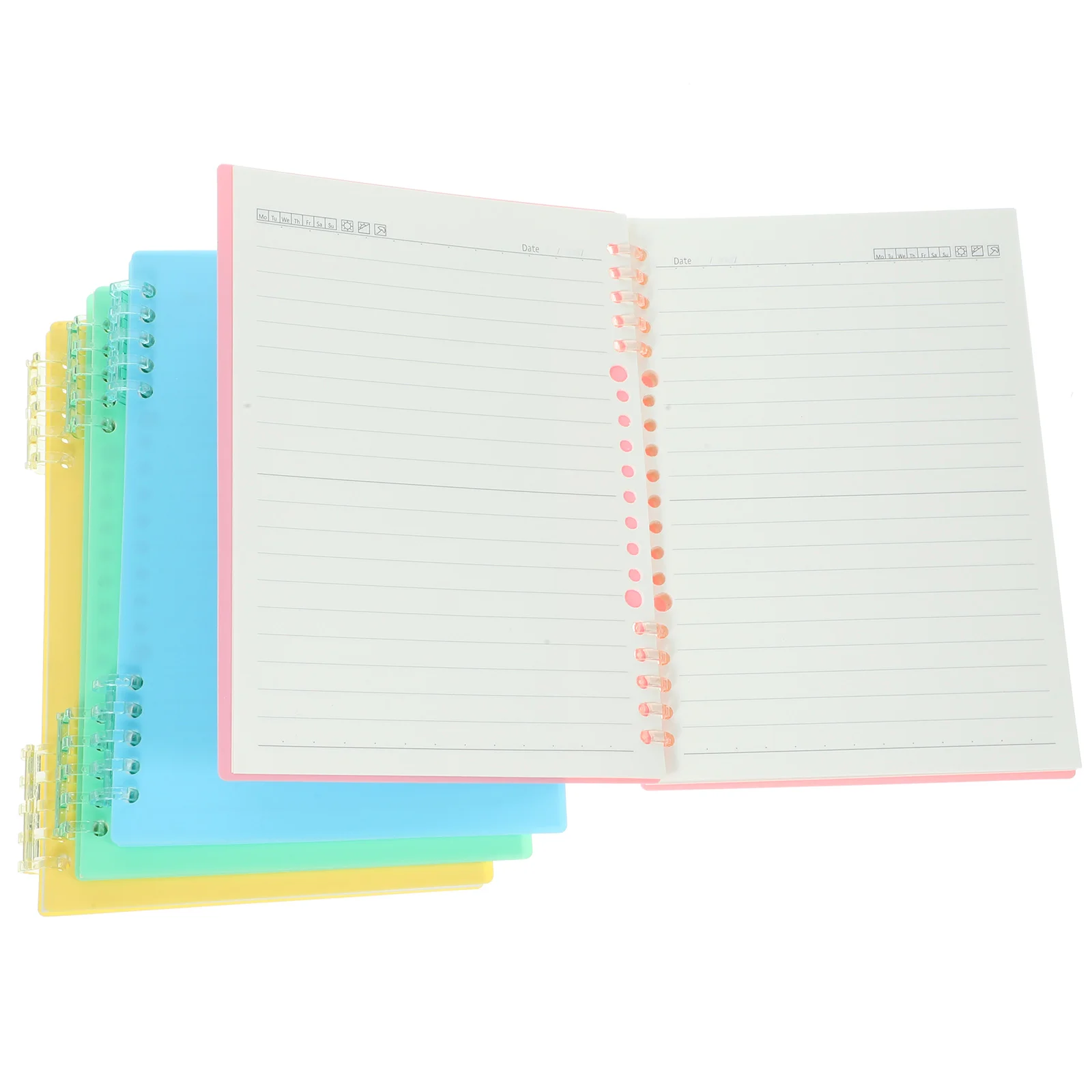 

4Pcs Binder Rings Notebook Portable Notebook Loose Leaf Notepad Colored Writing A5 Notepad