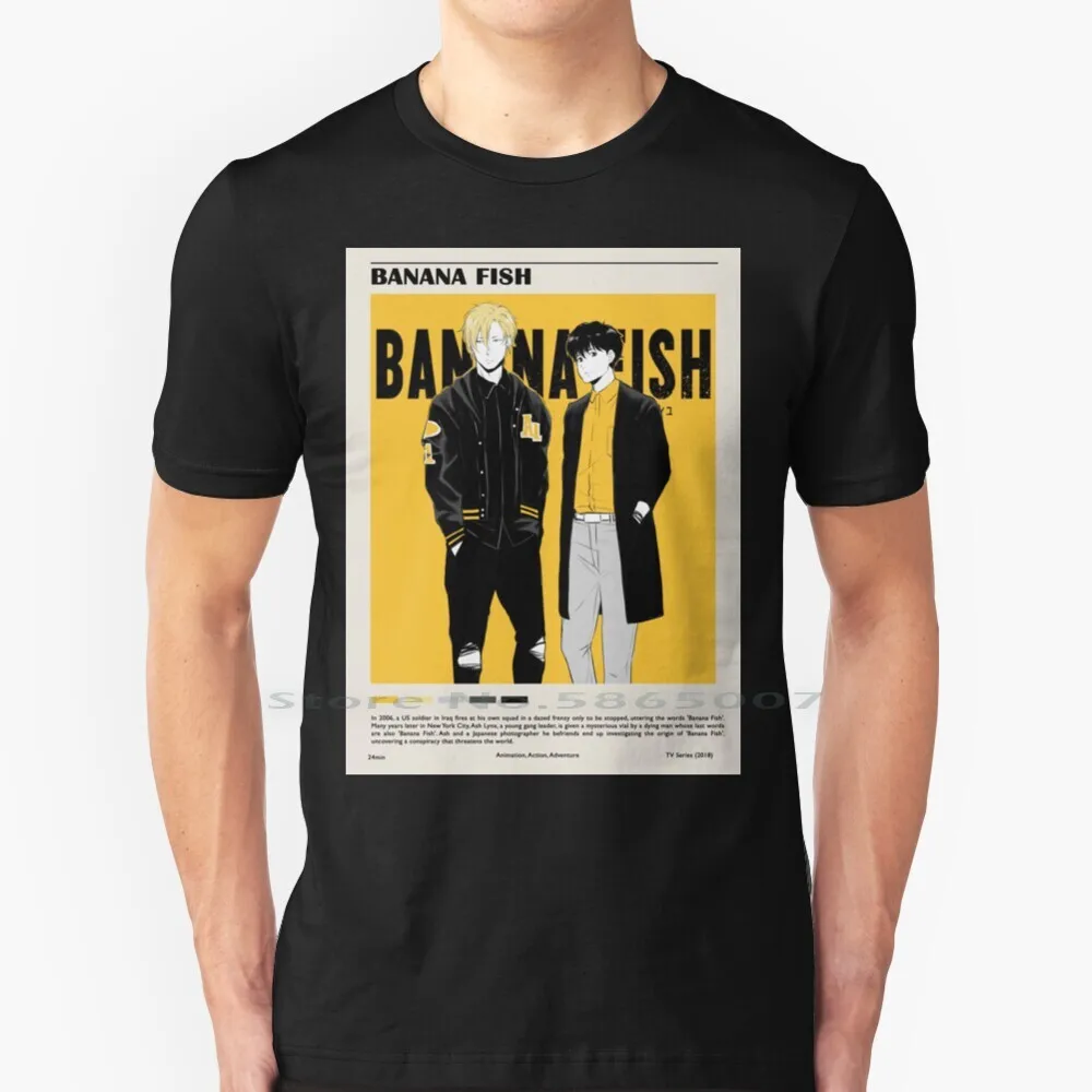 

Banana T Shirt 100% Cotton Banana Fish Anime Akimi Yoshida Ash Lynx Eiji Okumura Randy Banana Anime Banana Fish Final Banana