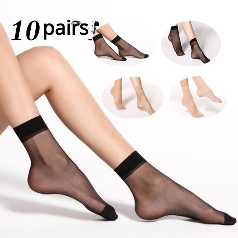 Short SocksTube Crystal Stockings Women's Simple Solid Color Thin Non-silk Ladies Stockings Breathable Ultra-thin Stockings