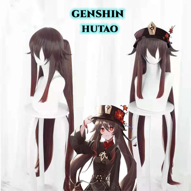 

Парик для косплея Hutao аниме «New Genshin Impact», реквизит для костюма в китайском стиле Ху Тао, аксессуары для Хэллоуина и Рождества, талисман