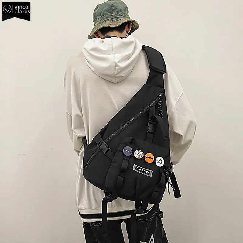 VC Hip-Hop Trend Messenger Bag Unisex Large Capacity Personality Shoulder Bag Casual Light Crossbody Bags for Boy Mens Small Bag