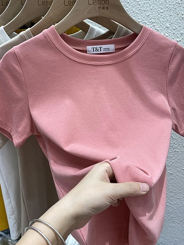 

Ins Summer Women T Shirt Girls T-Shirt Woman Clothes Tops Cotton Slim Tshirt Female Short Sleeve Crop Top Spring Tee Sexy Y2k