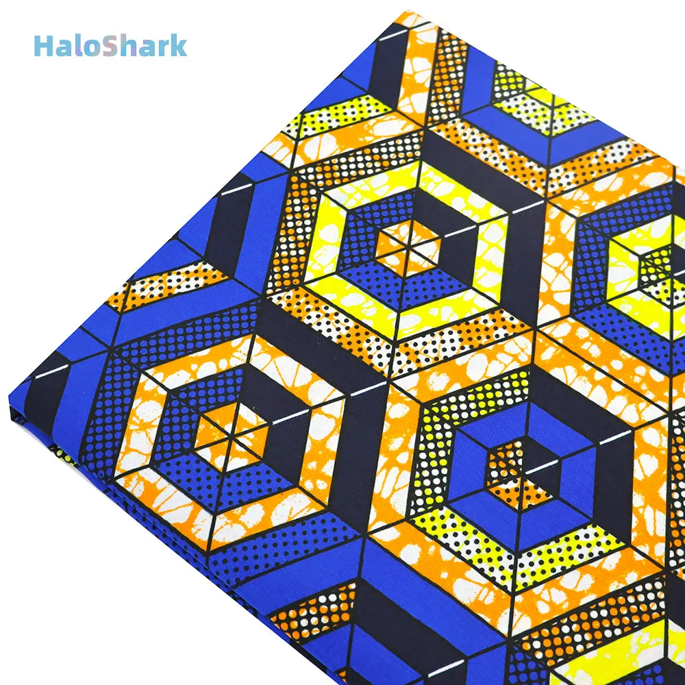 

Hot Sale African Wax Fabric Cotton Material Nigerian Ankara Block Printed Batik Dutch High Quality Sewing Cloth Half Yards Size