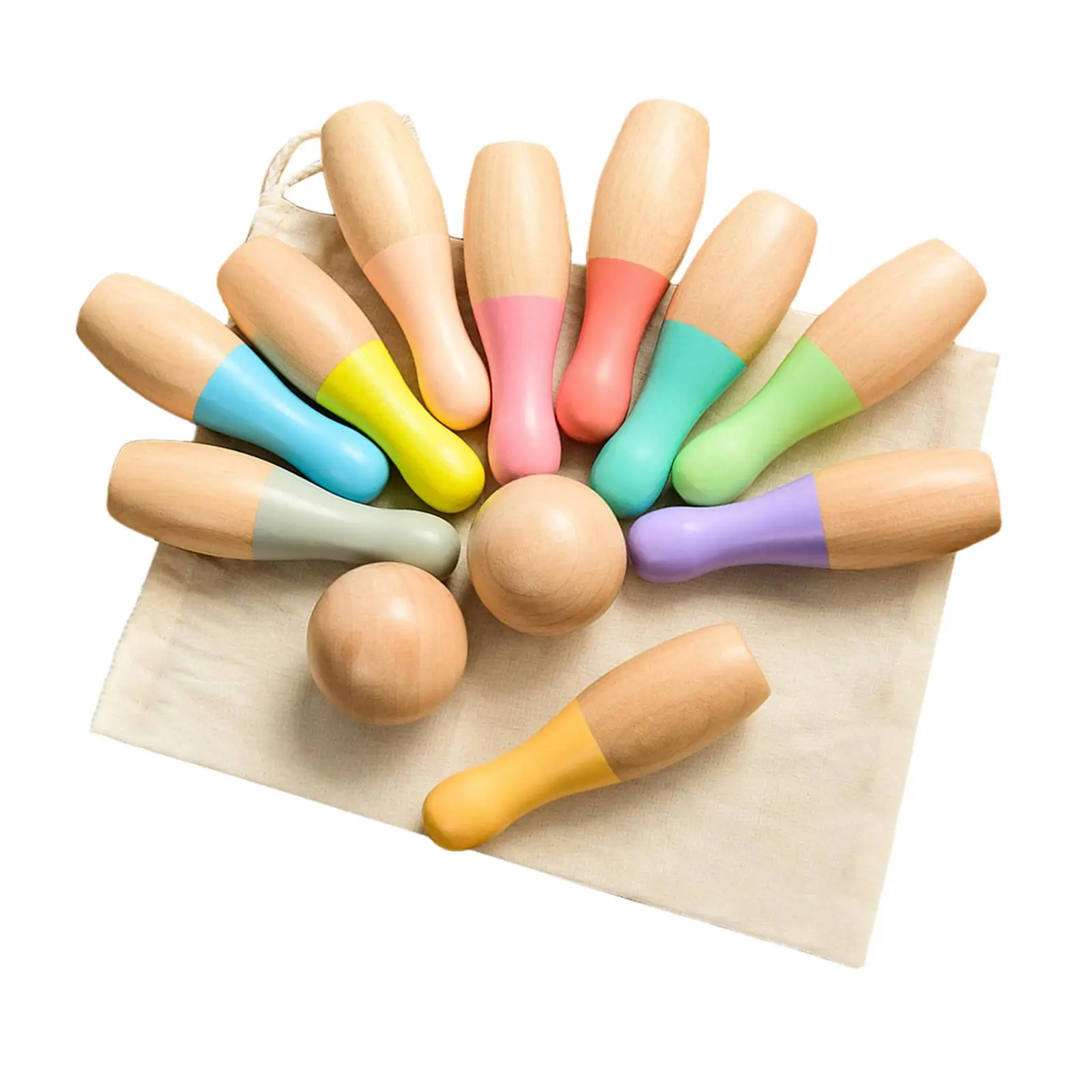 Детская деревянная игра для боулинга стиль Skittle с 10 штырьками и 2 шариками