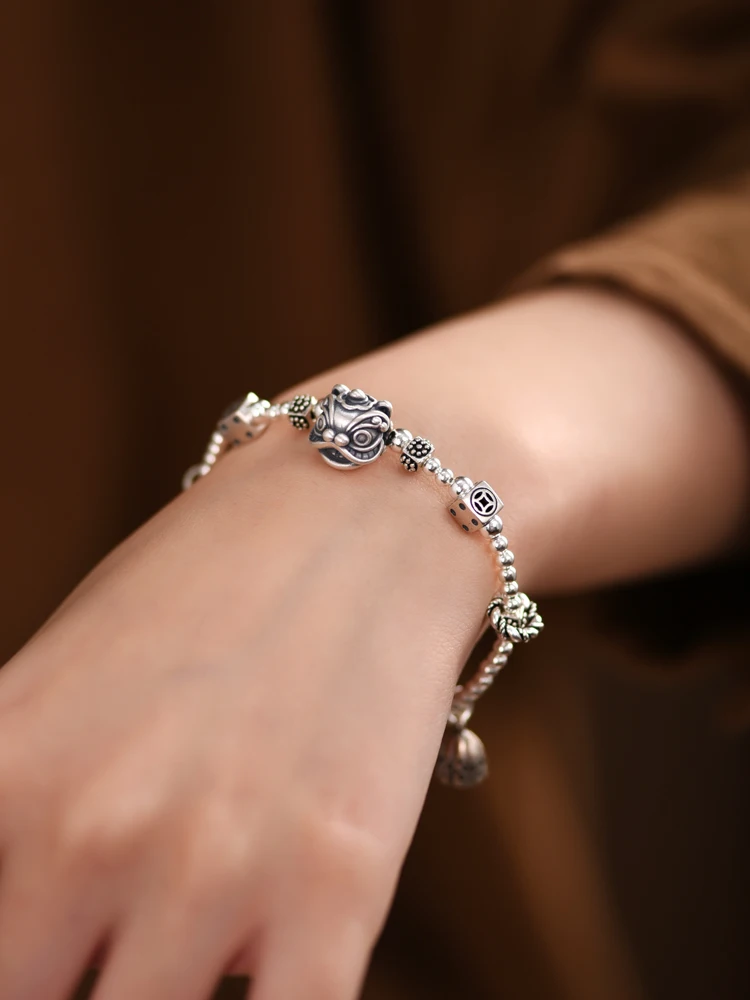 Lotai старый серебряный браслет из стерлингового серебра 999 пробы Xingshi для мужчин и