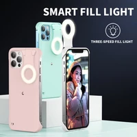smart fill light phone cases for iphone 13 11 12 pro max xs xr cover led selfie beauty ring flash light half wrapped case