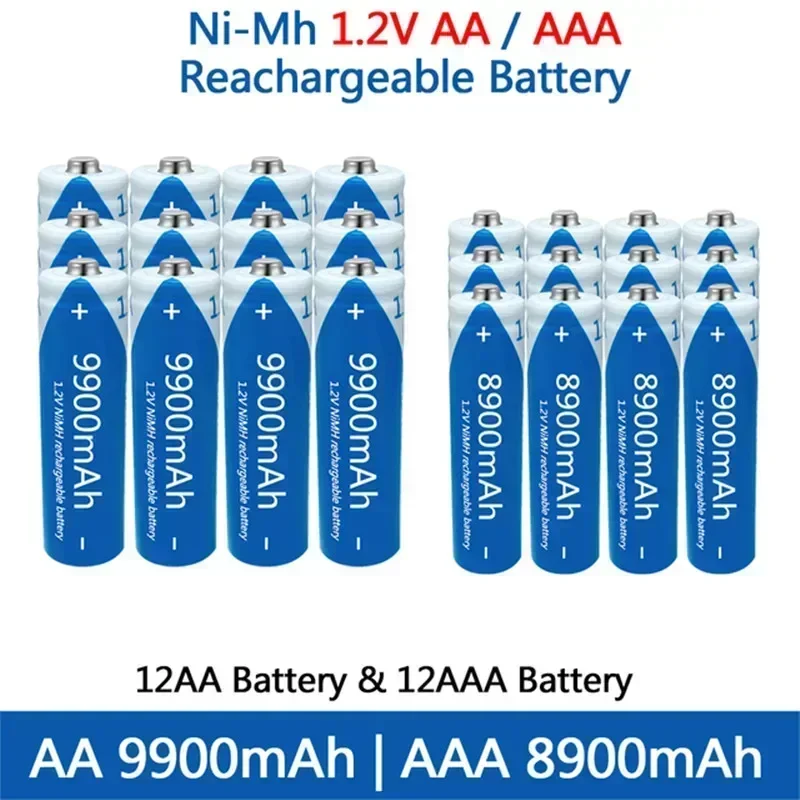 Фото Аккумуляторы NI-MH AA AAA 1.2В, 9900мАч/8900мАч, высокой емкости, для фонариков, игрушек, часов, сменные батареи №3