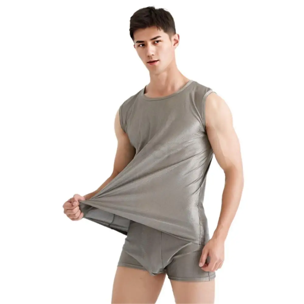 Genuine Electromagnetic Radiation Protective Men Vest And Underpants 5g Communication EMF Shielding 100% Silver Fiber Underwear