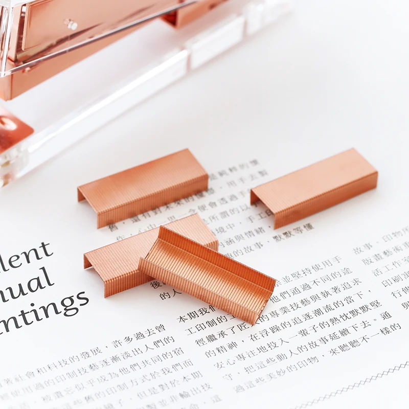 

1000pcs Rose Gold Staples Stitching Needle Staples 12# 24/6 Metal Staples Kawaii Stationary Office Stationery Binding Supplies