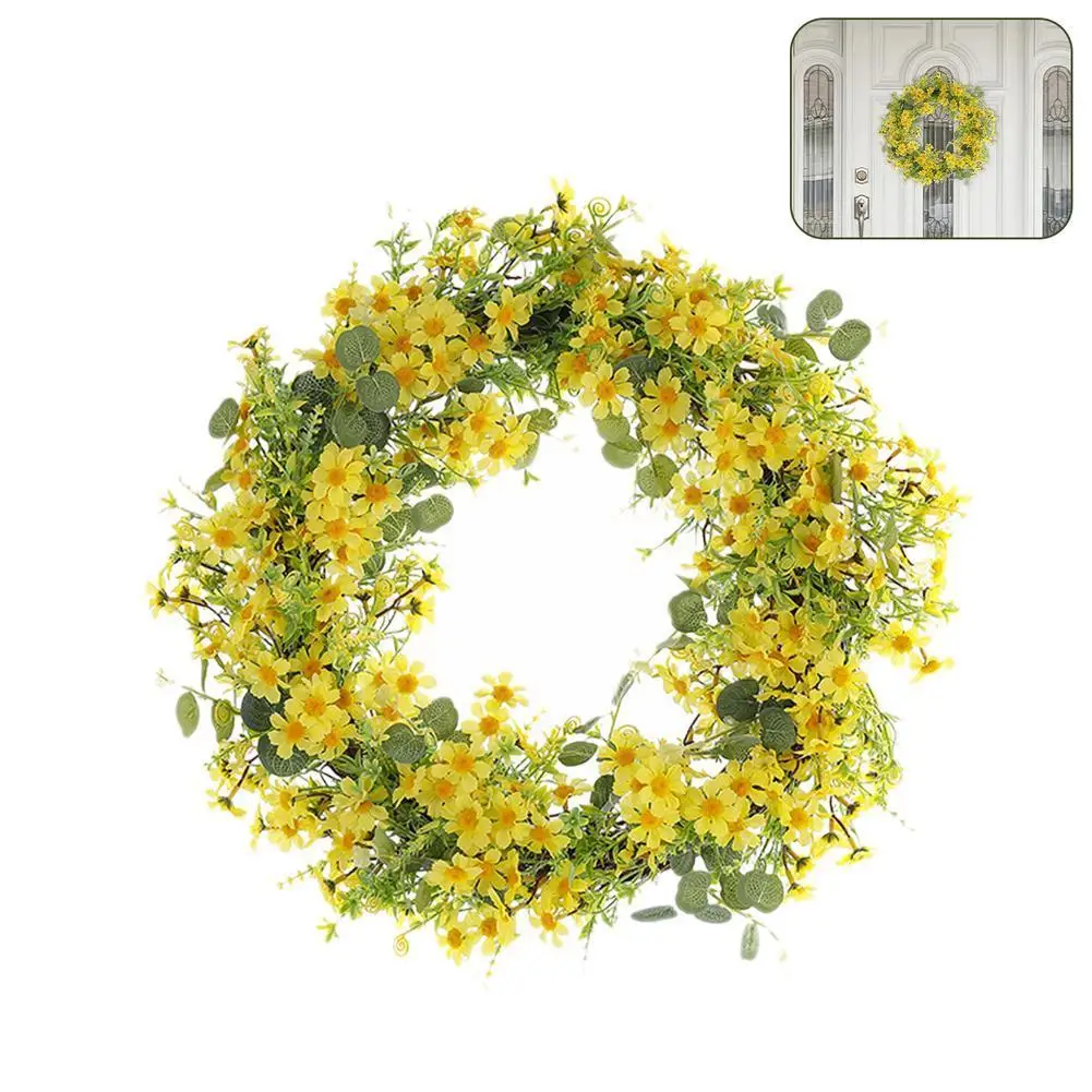 

1pcs 40/50cm Artificial Daisy Spring Wreath Spring Flower Wreath Jasmine And Artificial Wreath Spring Summer Imitation Garl G0Q7