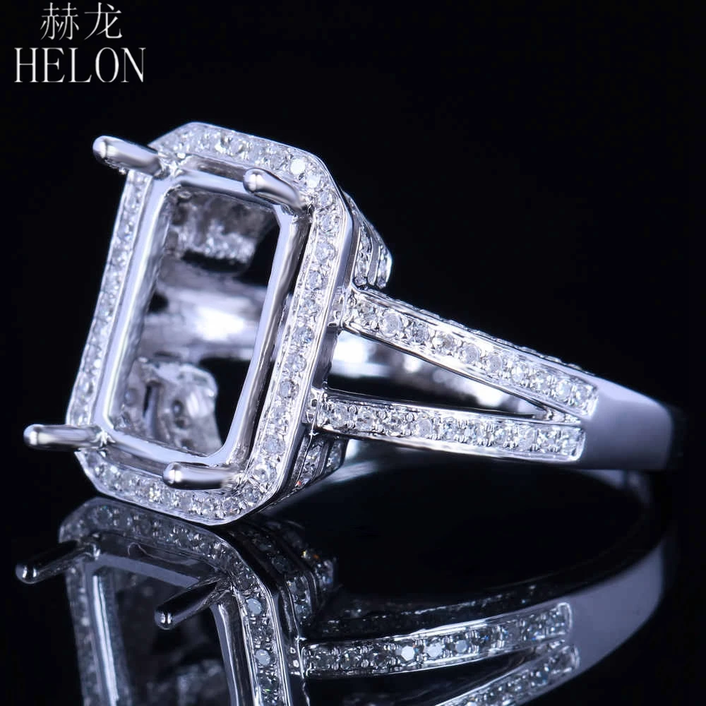 HELON 11x7 мм изумрудная огранка Твердое 14 к 10 белое золото натуральные бриллианты