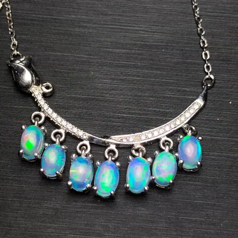 The latest design for 2022, sterling silver 925 natural opal necklace, is gorgeous in color, classic style and affordable price