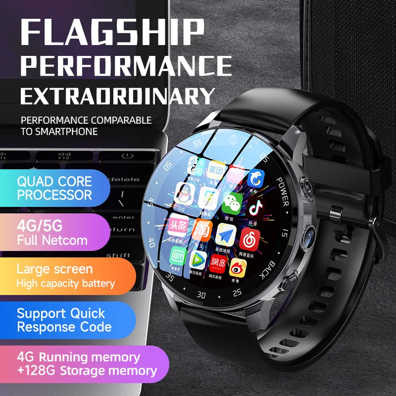 

New 4G NET A3 Global Android Smartwatch Men Dual HD Camera Full Touch Screen HeartRate IP67 Waterproof Smart Watch 64G SIM Call