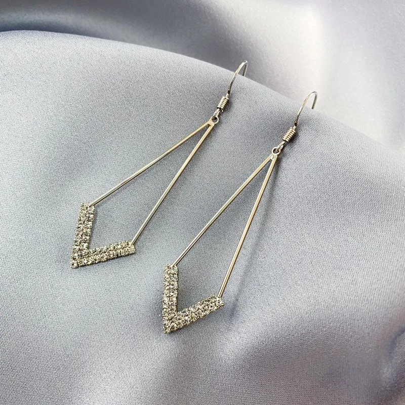 

Rhinestones Stud Earrings French Fashion Wedding Eardrop Party Accessories Women Personality Party Accessories Geometric Jewelry