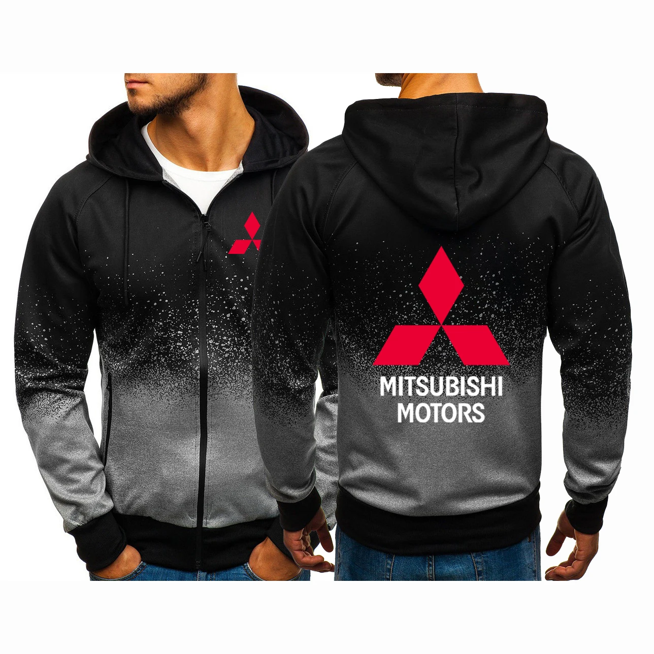 

2022 Spring Gradient Color Sweatshirts Mitsubishi Motors Printing Commission Male Fashion Cotton Hoodies Sport zipper Jackets