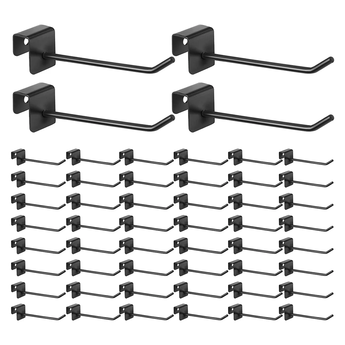 

48 Pcs Gridwall Hooks 4 Inch Black Metal Panel Hook Hanger Square Tube Slatwall Hooks Cubicle Coat Hook Peg Hooks