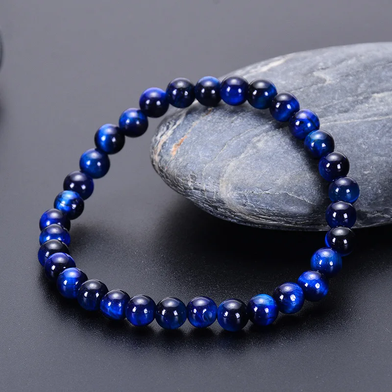 

Best Sell Men Natural Blue Tiger Eye Stone Bracelets Couple Eagle Eye Stone Cat Eye Bracelet Elasticity Rope 6/8/10MM Women Gift
