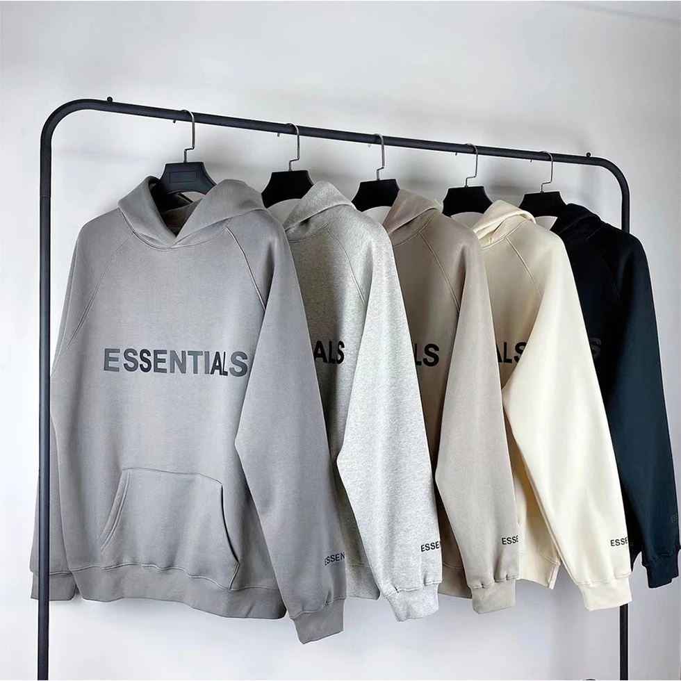 

ESSENTIALS Warm Hoodie Men's Sweatshirt FW22 Reflective Letters Printed Fleece Oversized Hoodie Fashion Hip Hop Couple Essential
