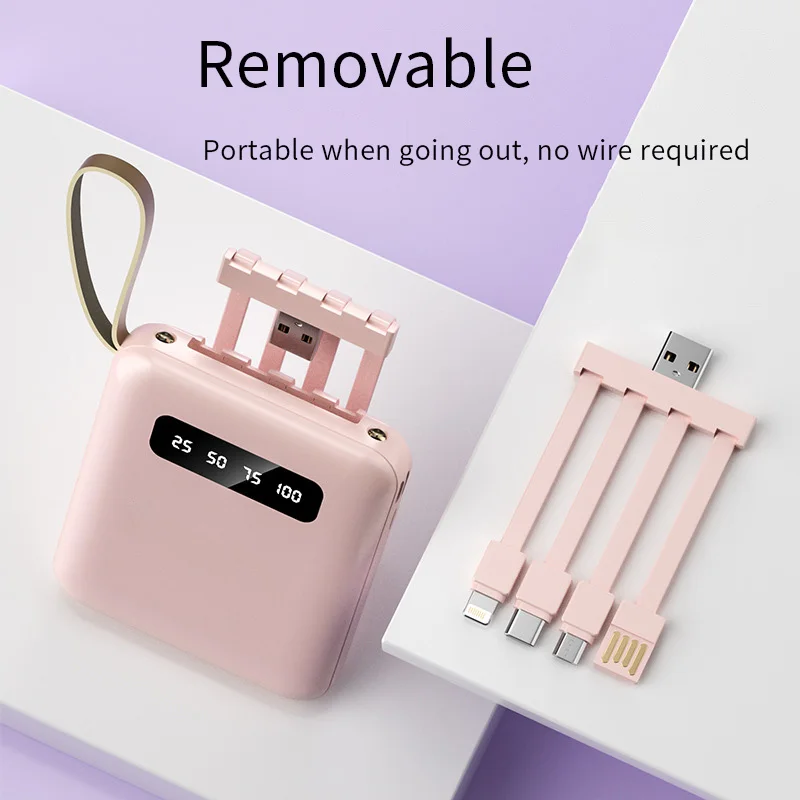 Портативный внешний аккумулятор 20000 мА с кабелем большой емкости выходом