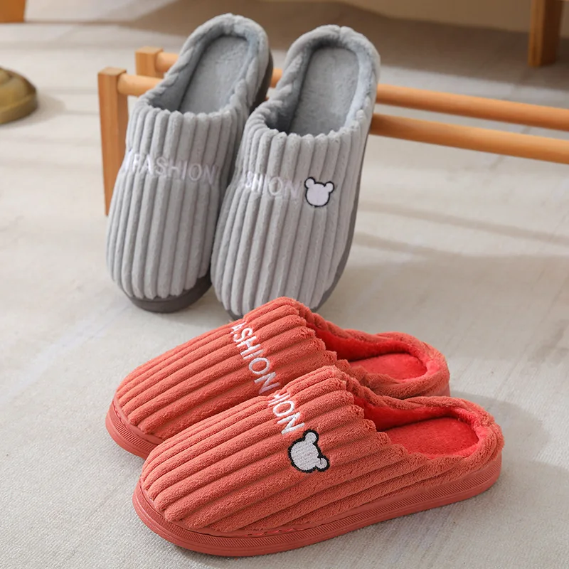 

2022 New Cotton Slippers Women's Autumn and Winter Home Warm Non-slip Plush Couple Cotton Slippers Men's Indoor Slippers