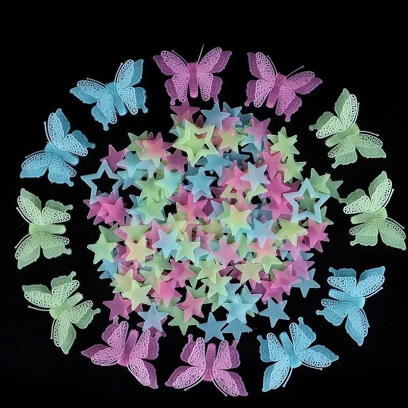 

3D Stars Glow In The Dark Wall Stickers Luminous Fluorescent Wall Stickers For Kids Baby Room Bedroom Ceiling Home Decor