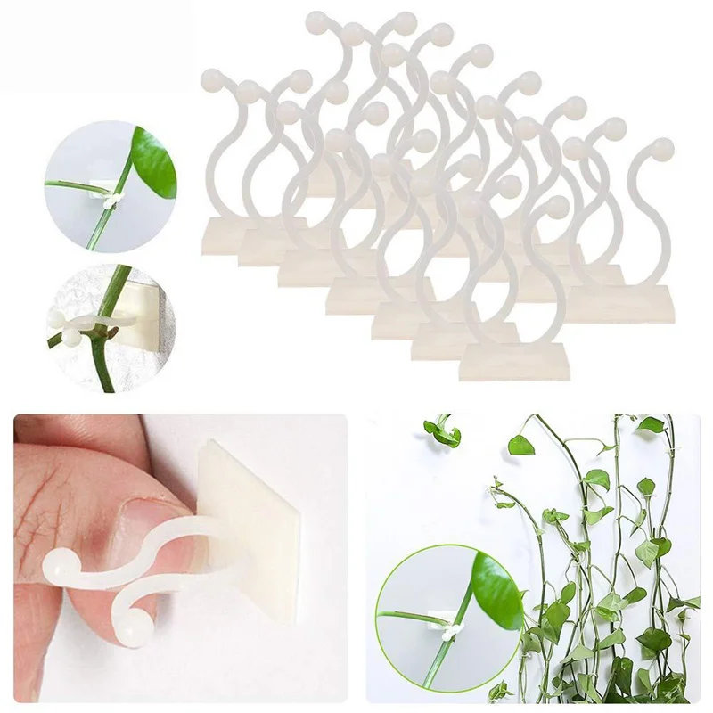 

10Pcs Support Plant Clips Walll Greenhouse Hanging Plants Bracket Holder Balcony Climbing Wall Clip Accessories Cable Organizer