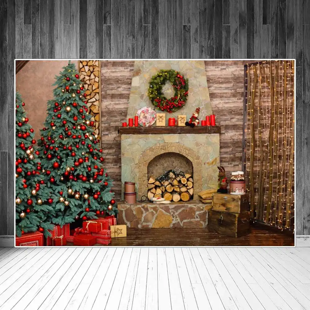 

Рождественская елка камин полосы светильник Интерьер фотографии фоны на заказ детвечерние домашний декор фотографические фоны