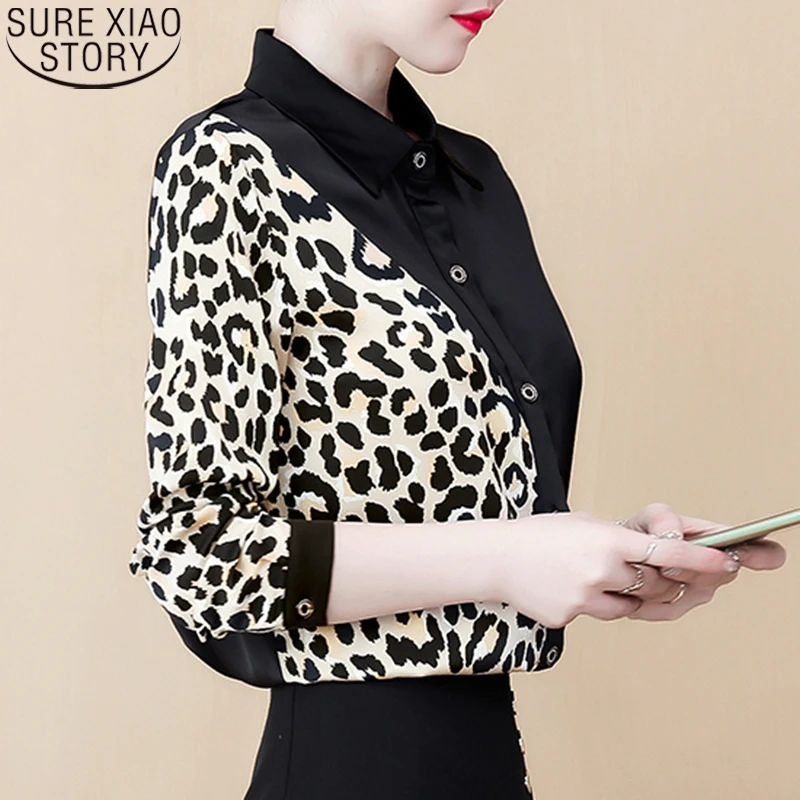 

Sexy Leopard Blouse 2021 Autumn Fashion Long Sleeve Shirt Women Casual Womens Tops and Blouses Casual Blusas blouses 8054