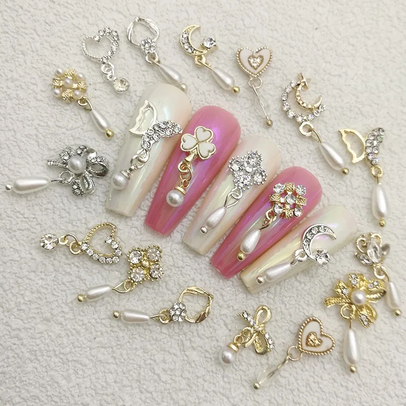 

10pcs/Set Classic Fashion Styles Nail Art Charms Butterfly/Love/Bow Design Nail Decorations DIY Kawaii Rhinestone Nail Accessory