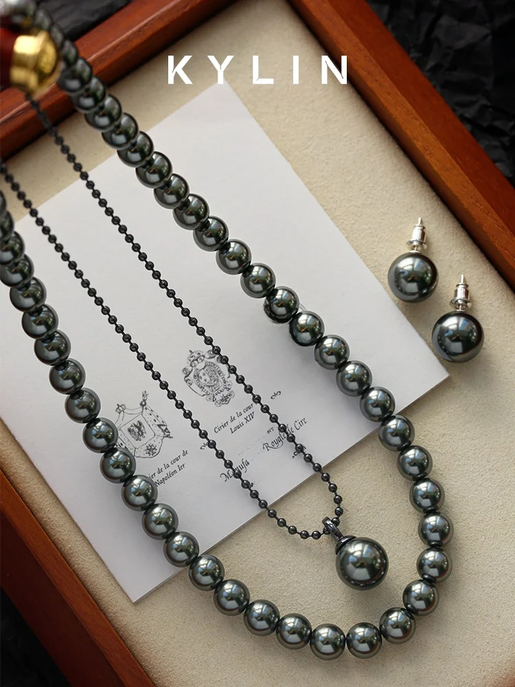 Qixuan | Ni Gao Ye Same Sle австрийское ожерелье с подвеской из жемчуга Шицзя и тахиди черным