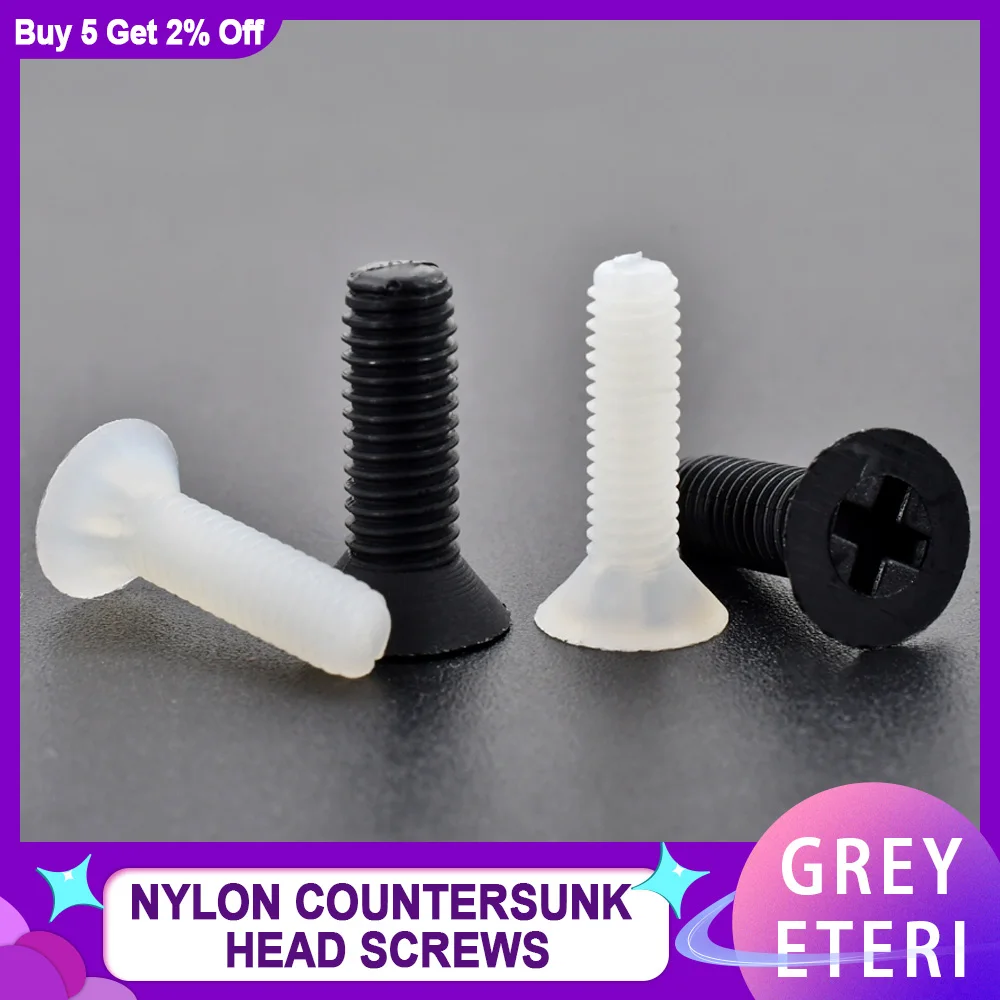 

20-500 шт. M2M2.5M3M4M5M6M8 белый черный нейлоновый пластиковый винт с крестообразной резьбой